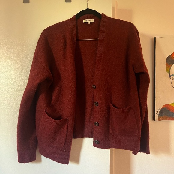Madewell Burgundy Cardigan Sweater, S - Picture 2 of 4